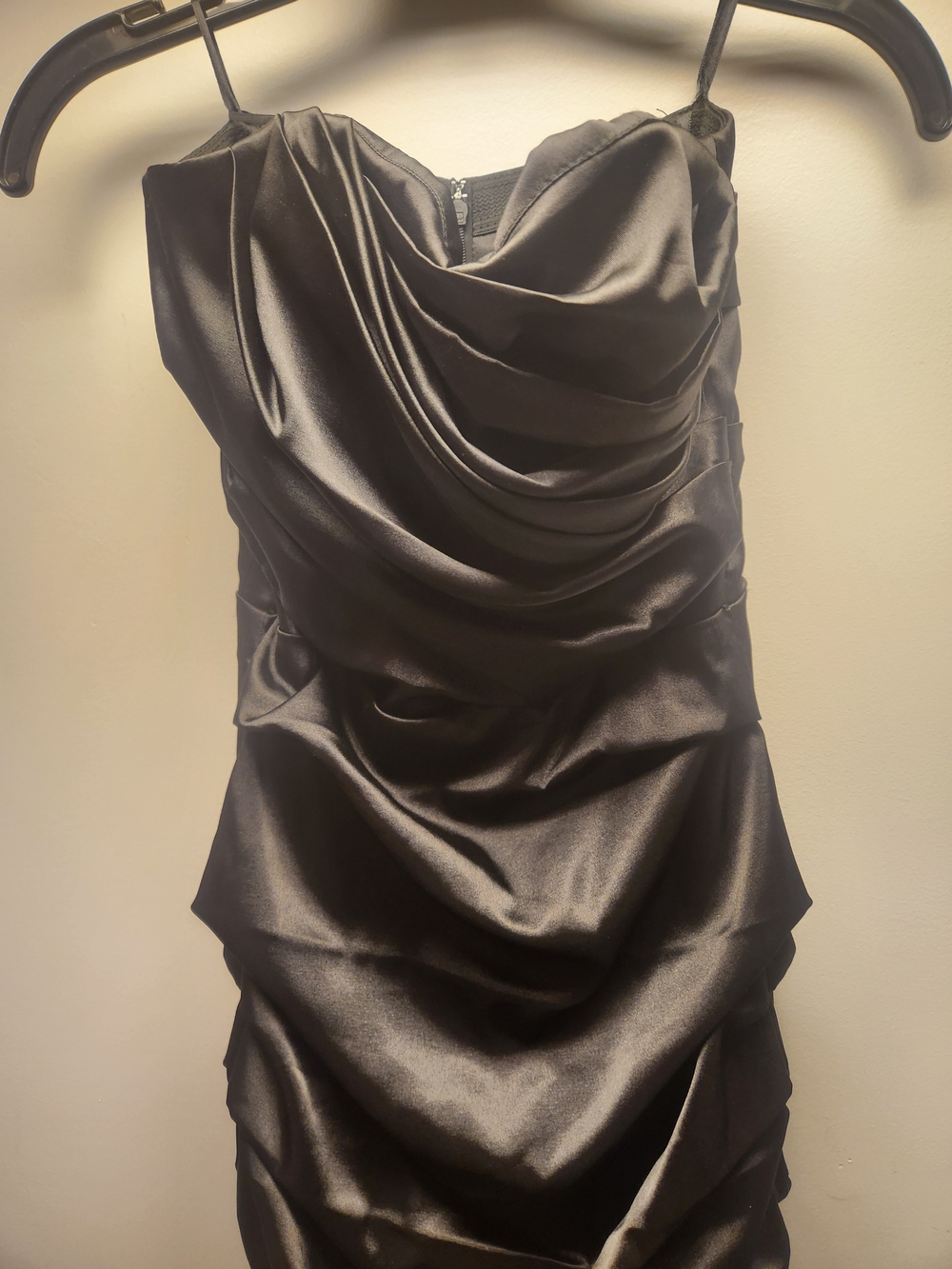 Black Satin Strapless Mermaid Gown - Picture 2 of 5